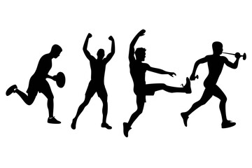 Three athletes running in a race sport competition