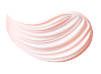 Glossy cream brushstroke with soft light on transparent background