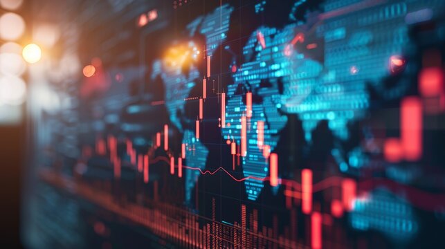 Visualizing global economic growth  upward arrows and a glowing earth for 2025 chinese new year