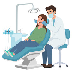 Male Dentist Examining a Female Patient in a Dental Clinic