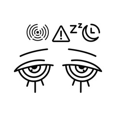 Black and white icon set representing insomnia, tiredness, and sleep issue