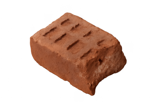 Single red brick isolated on transparent background