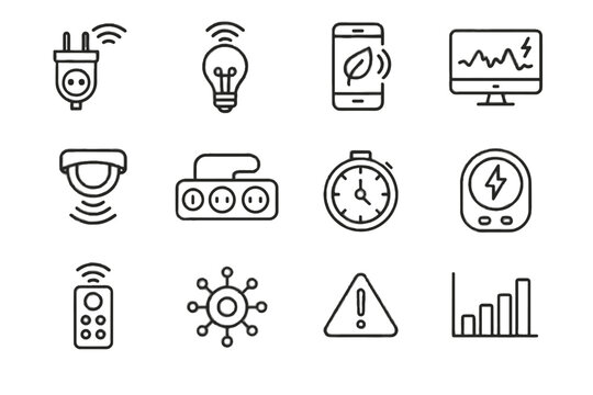 Bulb usage energy consumption vector meter icon smart light icons strip