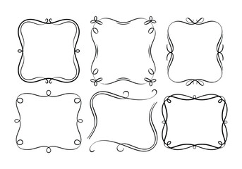 Hand drawn elegant frame borders doodle style design collection