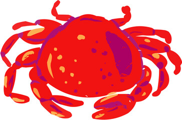 A stylized, bright orange crab vector illustration. This graphic is ideal for children's books, ocean-themed party decorations, seafood boil graphics, or educational materials about marine life.
