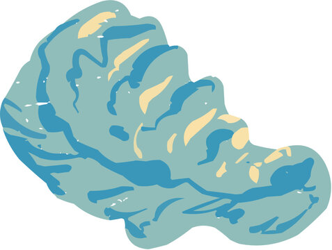 An elegant stylized vector of an opened oyster in a half shell, sometimes including a subtle pearl. Represents luxury seafood, fine dining, or the concept of treasure and quality.