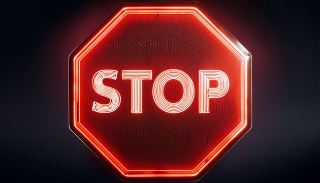 red octagon shows a textured stop sign with neon border ideal for traffic safety branding or social media