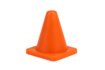 Orange plastic traffic cone signalling construction work ahead