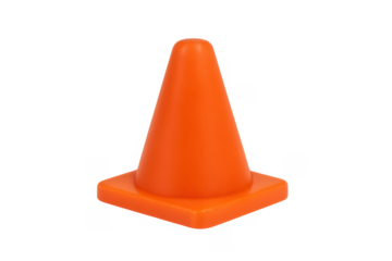 Orange plastic traffic cone signalling construction work ahead