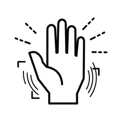Hand gesture recognition icon for contactless interaction isolated on