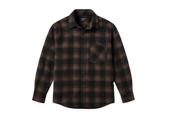 Brown plaid flannel shirt isolated on transparent background