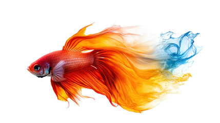 Fototapeta premium Vibrant Betta Fish with Flowing Fins on Transparent Background