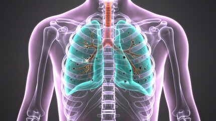 Human lungs illustration detailed anatomical structure medical concept for respiratory system and he