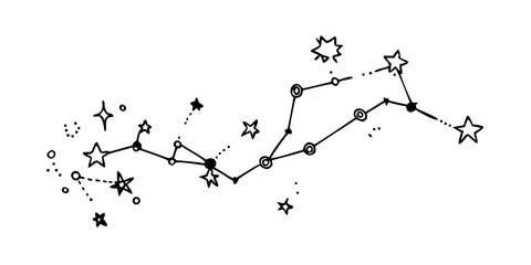 Whimsical Sketch Style Constellations with Stars drawing
