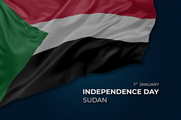 Sudan independence day greetings card with flag