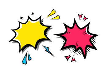 Yellow and Pink Comic Style Speech Bubbles with Shapes