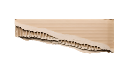 Torn Cardboard Strip PNG. Ripped corrugated paper piece for digital scrapbooking and urban street art designs. Grunge brown texture patch isolated for collage tape effects