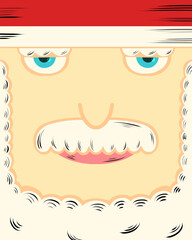 Close-up Cartoon Santa with Blue Eyes and White Beard. template for banners, posters, etc.