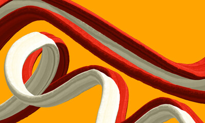 Red White Flowing Texture on Bright Orange/Yellow Background. Template for banners, posters, etc.