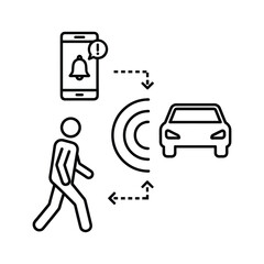 Car pedestrian detection system warning notification icon