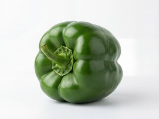 Fresh Green Bell Pepper on White Background