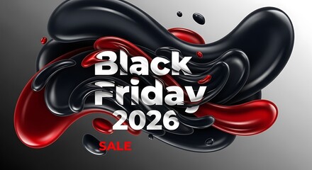 Get ready for Black Friday 2026 sales event with modern abstract design in black and red, perfect for promotional banners and advertising campaigns