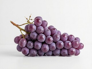 Fresh Purple Grapes Cluster on Clean White Background