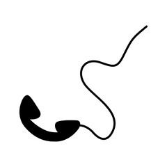 Minimalist Vintage Telephone Handset Icon with Curly Cord