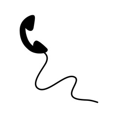 Minimalist Vintage Telephone Handset Icon with Curly Cord