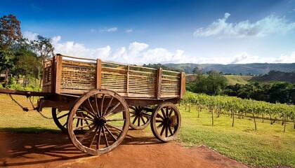 Obraz premium a wooden cart on a brazilian farm