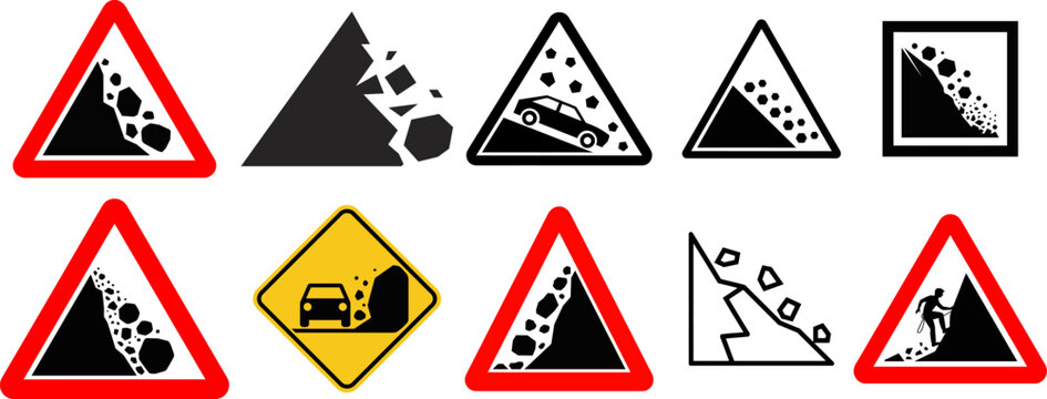 Falling Rocks Debris Landslide Warning Sign