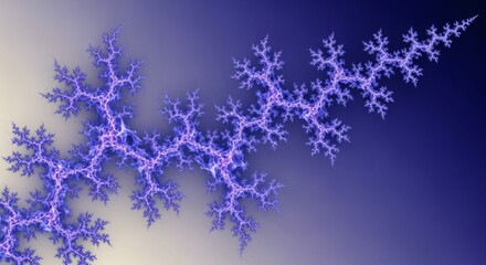 Luminous crystalline indigo fire forms a spectacular flame lattice branching diagonally with brilliant violet highlights and soft cosmic shimmer. Abstract celestial concept