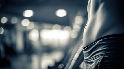 Fototapeta premium Man Working out Near Dumbbell Rack in Gym, Showcasing Fitness Journey and Dedication to Health