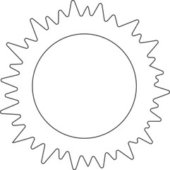 A white circle with a black outline