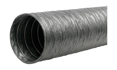 Flexible duct with wire support for enhanced strength in commercial structures.