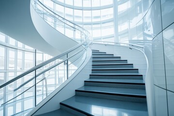 Obraz premium Innovative spiral staircase design in contemporary architecture a low-angle photography perspective