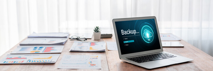 Backup Storage Data Internet Technology Business concept. Database storage cloud technology file data transfer sharing, cyber, big data information, internet banking application download upload brisk