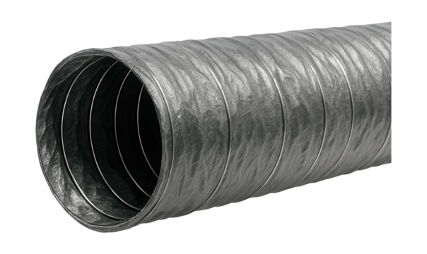 Flexible duct with wire support for enhanced strength in commercial structures.