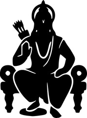 Unique Lord Ram Minimal Silhouette Logos in Pure Black Vector