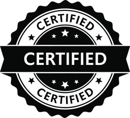 Obraz premium A black and white circular certified badge with a bold simple design