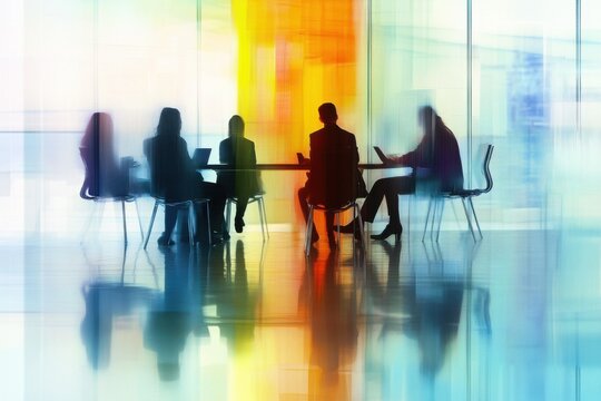 Team collaboration meeting modern office professional discussion bright environment side view business strategy