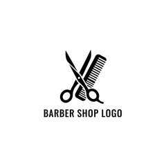 Minimal barber shop scissors and comb logo design