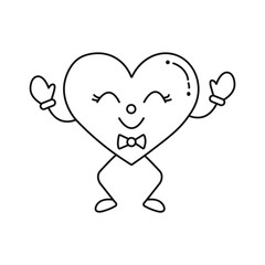 Cute cartoon heart character dancing isolated on white background