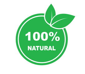 Natural organic stamp food badge. Label, sticker or seal icon for products and websites. 100% natural vector logo design. Premium quality, healthy food natural products, farm fresh stickers