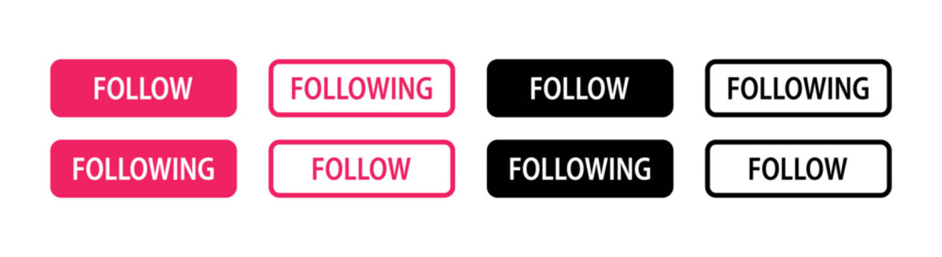 Follow and following buttons. Sign of subscription. The concept of the social network. Vector illustration