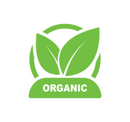 Organic label. Label, sticker or seal icon for products and websites. 100% Organic vector logo design. Premium quality, healthy food natural products.