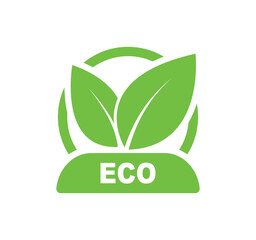 Eco label. Label, sticker or seal icon for products and websites. 100% Eco vector logo design. Premium quality, healthy food natural Eco products.