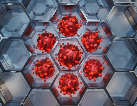 Microscopic Virus in Hexagonal Cells