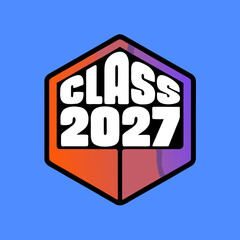 Class of 2027 Hexagon Logo on Blue Background graduation