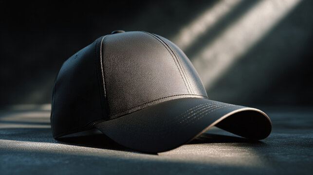 A black cap with shadows - Powered by Adobe
